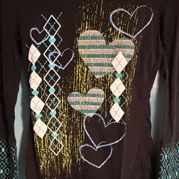 Self Esteem Black and Blue Heart Long Sleeve Top - Picture 4 of 5